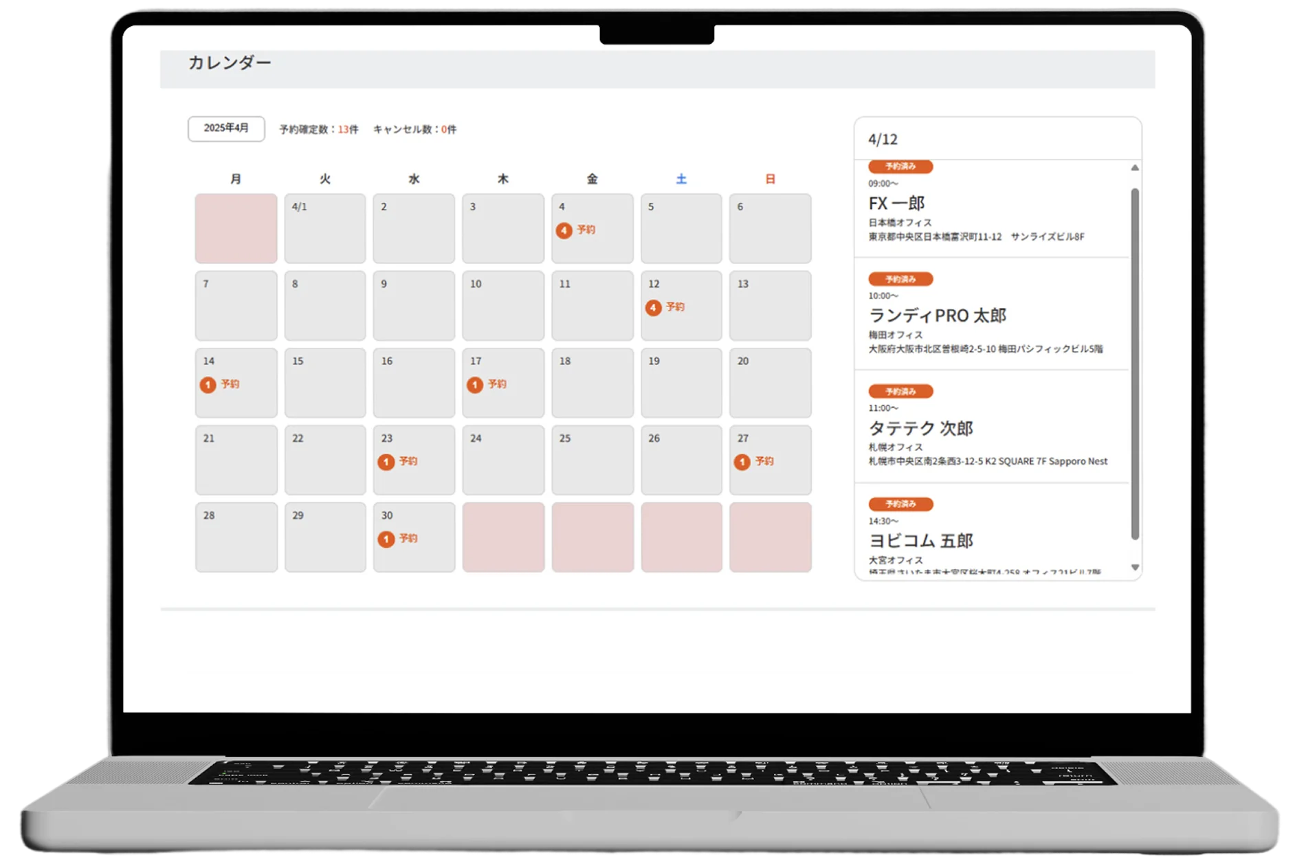 ヨビコムの画面イメージ